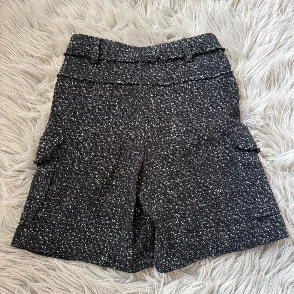 ZARA Girls Black Tweed Cargo Shorts Size 8 - Picture 3 of 4